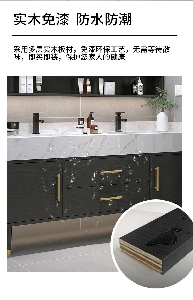 X.H.S.H Smart LED Mirror Cabinet With Integrated Marble Vanity Top