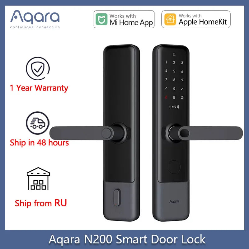 Aqara N200 Smart Door Lock Fingerprint Bluetooth Password NFC Unlock Smart Linkage With Doorbell Works With Mihome Apple HomeKit