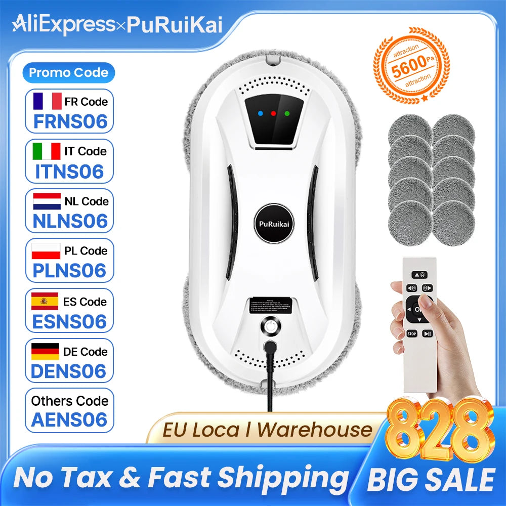 PuRuikai Ultra Thin Window Cleaning Robot Vacuum With Remote Control