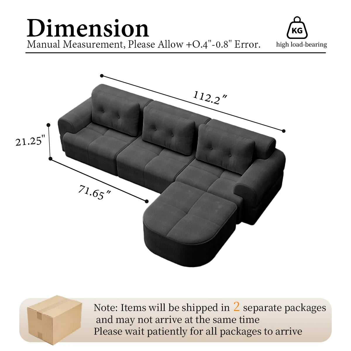 112.2" Convertible Modular Sectional Sofa, L-Shaped Couch with Chaise Lounge, Multifunctional Living Room Furniture
