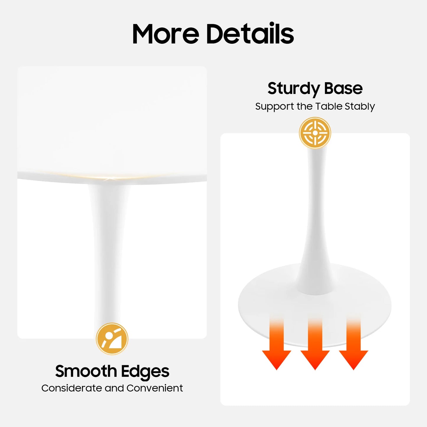 Round White Tulip Dining Table, 31.5inch Modern Tulip Dining Table Round Shape with Modern Pedestal Base,  for 2-4 People