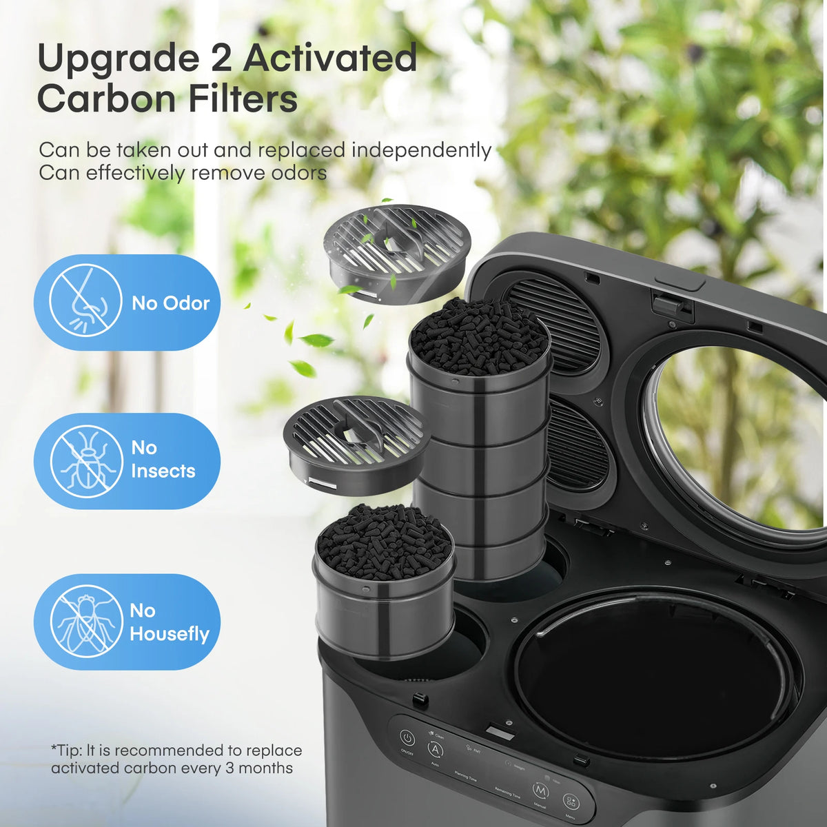 Automatic Countertop Food Composter With Auto Clean And Odor Removal