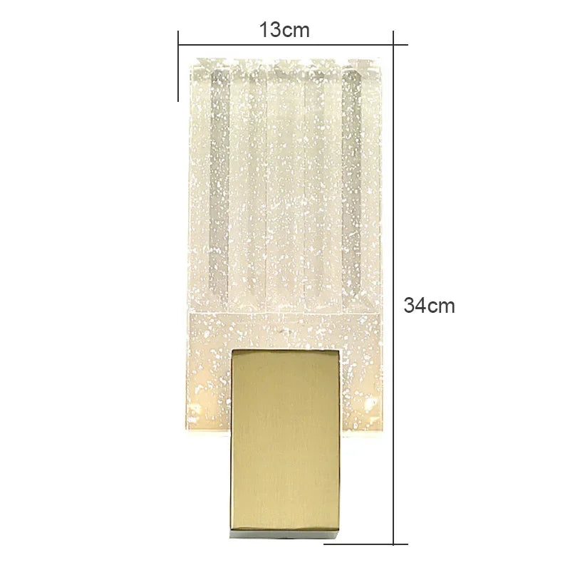 Luxury Modern Light Water Ripple Glass Rectangle Wall Lamp Living Room Bedroom Study Led Indoor Lighting For Home Decor