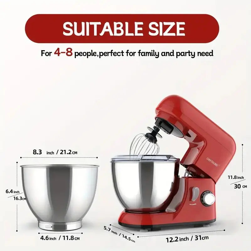 US Plug 1pc Stand Mixer, 4.5 Qt Tilt-Head Electric Household Stand Mixer - 500W 6+P Speed,Food Beater And Butter Beater