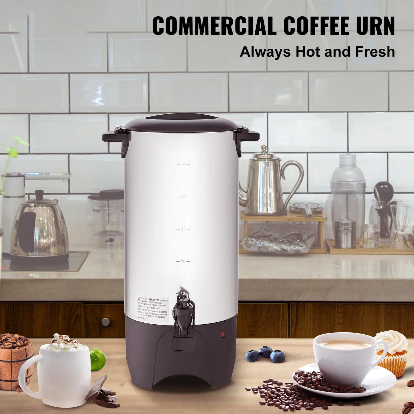 SucceBuy Commercial Coffee Urn Stainless Steel 1000W Electric Brewer