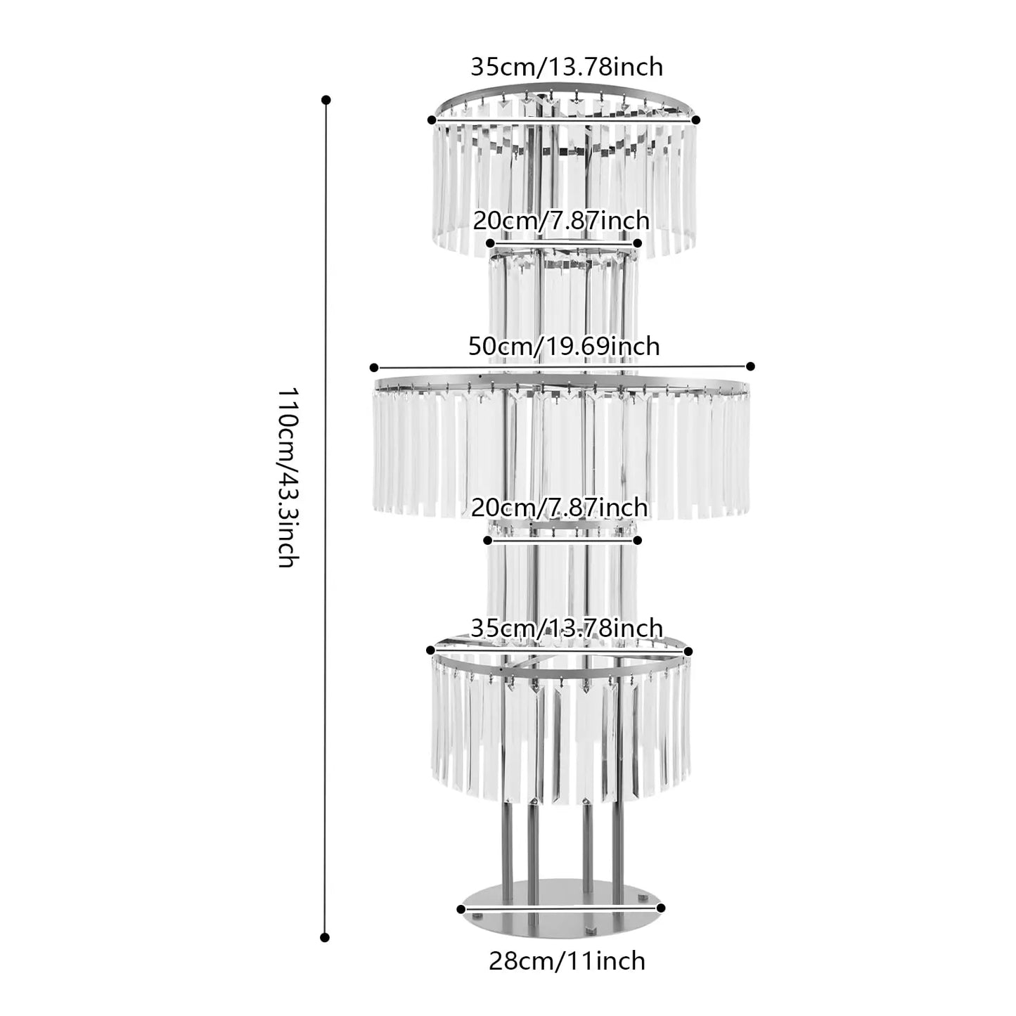 [Christmas]5-Tier Crystal Vase for Table Centerpiece,2Pcs 43.3" Tall Large Wedding Decor Flower Stand,Metal Chandelier Stand White