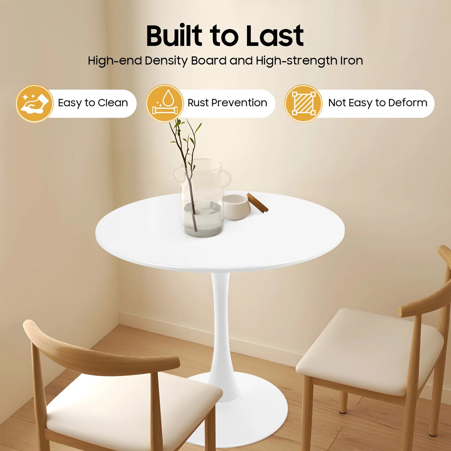 Round White Tulip Dining Table, 31.5inch Modern Tulip Dining Table Round Shape with Modern Pedestal Base,  for 2-4 People