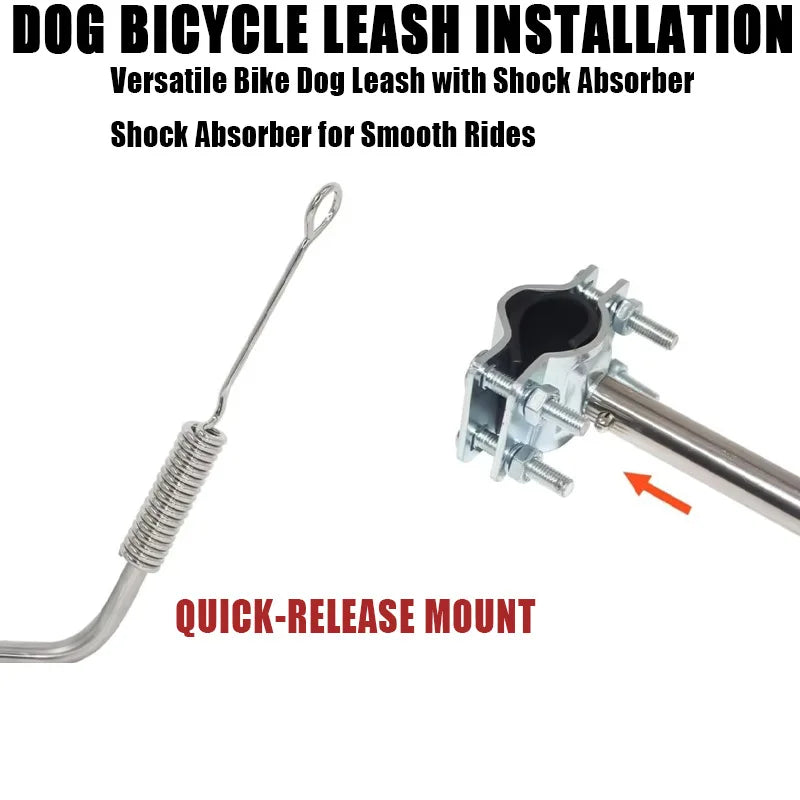 Hands Free Dog Bike Leash Heavy Duty Bicycle Attachment with Quick Connect Buffer Rope Cycling Jogging for Medium Large Dogs