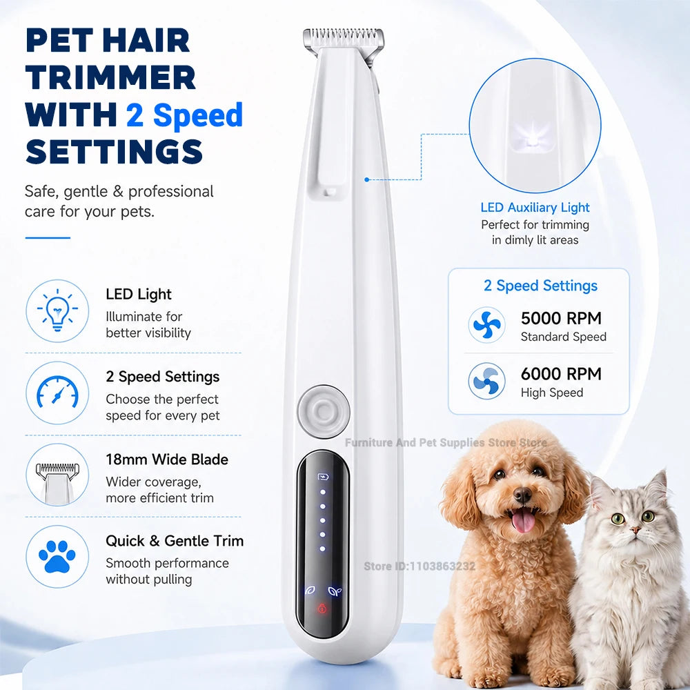 New Type of Dog Paw Trimmer with Travel Lock Function Fully Waterproof Pet Hair Trimmer with LED Display Screen Cat Hair Trimmer