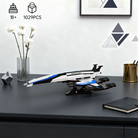 Normandy SR2 Spaceship Building Blocks Set Home Decor Desktop Ornament Display Christmas Birthday Gift Room Shelf Art Fans Adult
