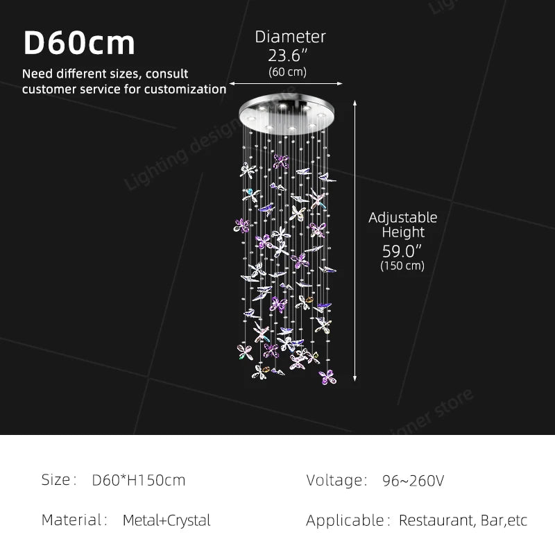 Yingxuan Butterfly Crystal Chandelier For Dining Room Kitchen Island