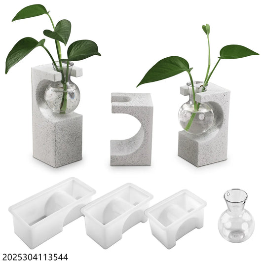 DIY Silicone Mold for Cube Vase - Epoxy Resin, Plaster, Cement - Hydroponic Test Tube Planter Art Mold DIY Art Craft Home Decor