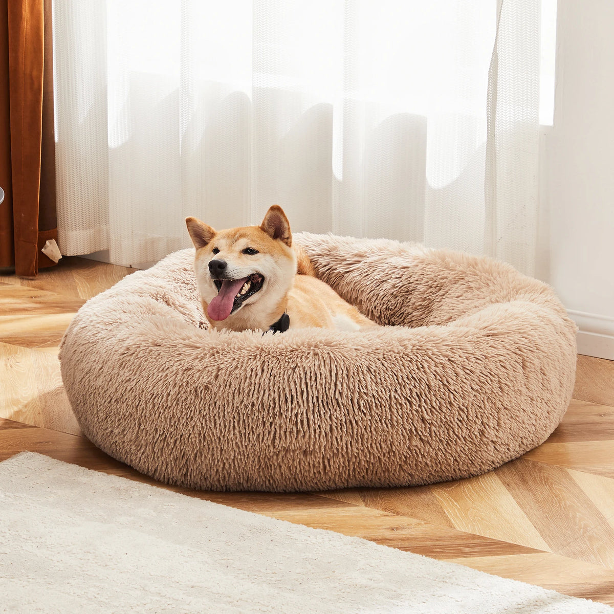 JHK Calming Plush Dog Bed With Washable Anti Slip Comfort