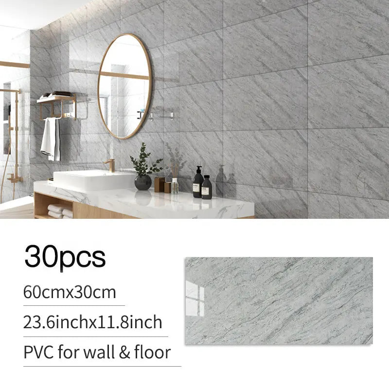 30 Pack Imitation Marble Ceramic Tile Wall Stickers,Thick Self-Adhesive PVC Wall Panels for Home Decor-Strong Adhesive Backing