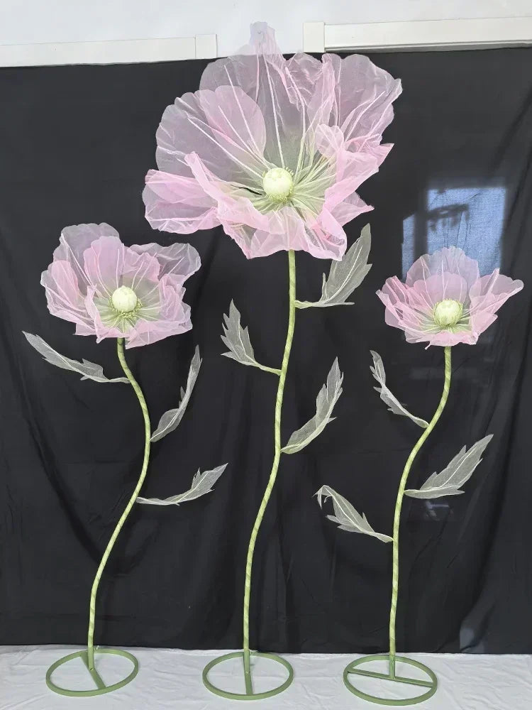 190cm Large Artificial Poppy Flowers Wedding Decor Props Road Lead Flowers Garden Wedding Decoration Window Display Home Decor
