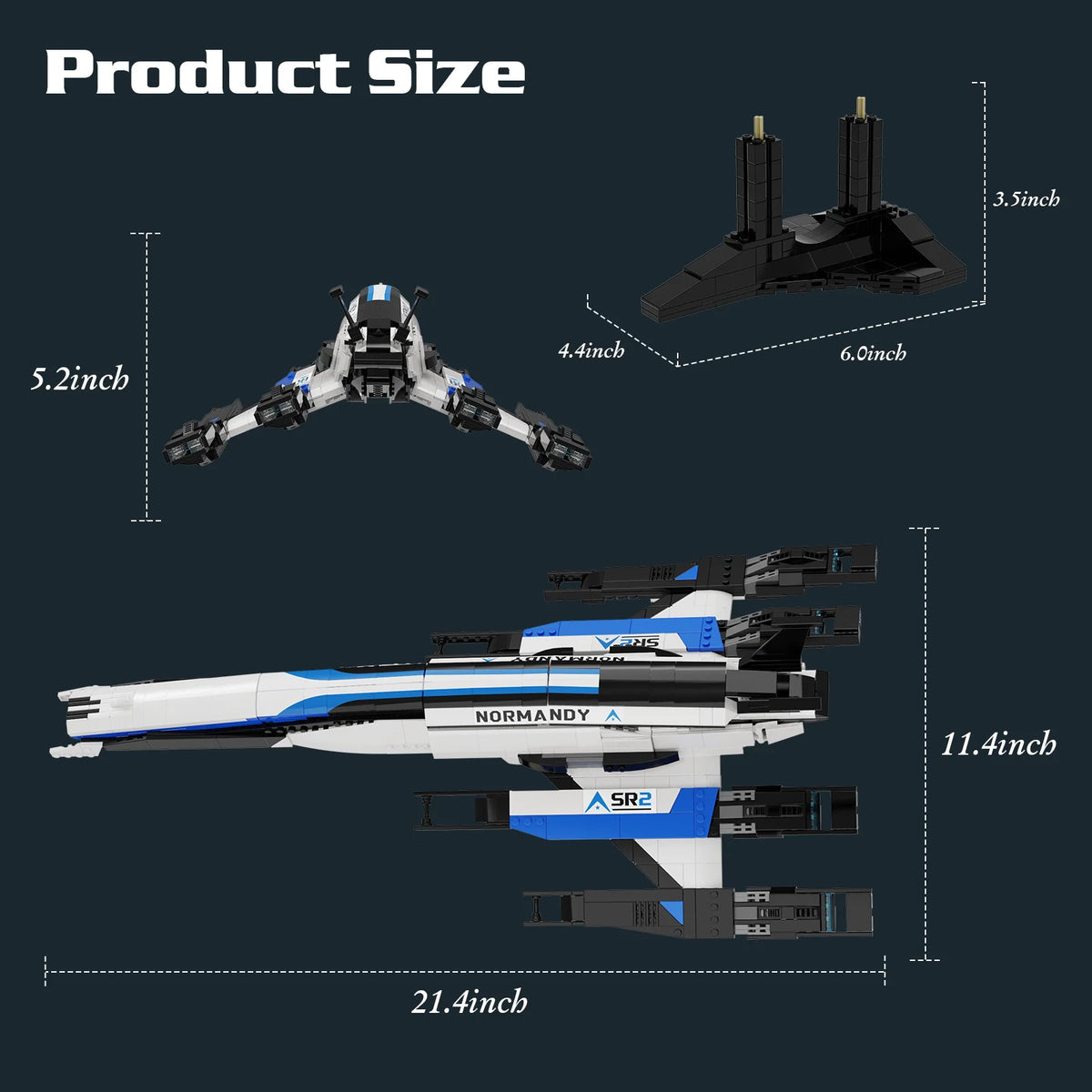 Normandy SR2 Spaceship Building Blocks Set Home Decor Desktop Ornament Display Christmas Birthday Gift Room Shelf Art Fans Adult