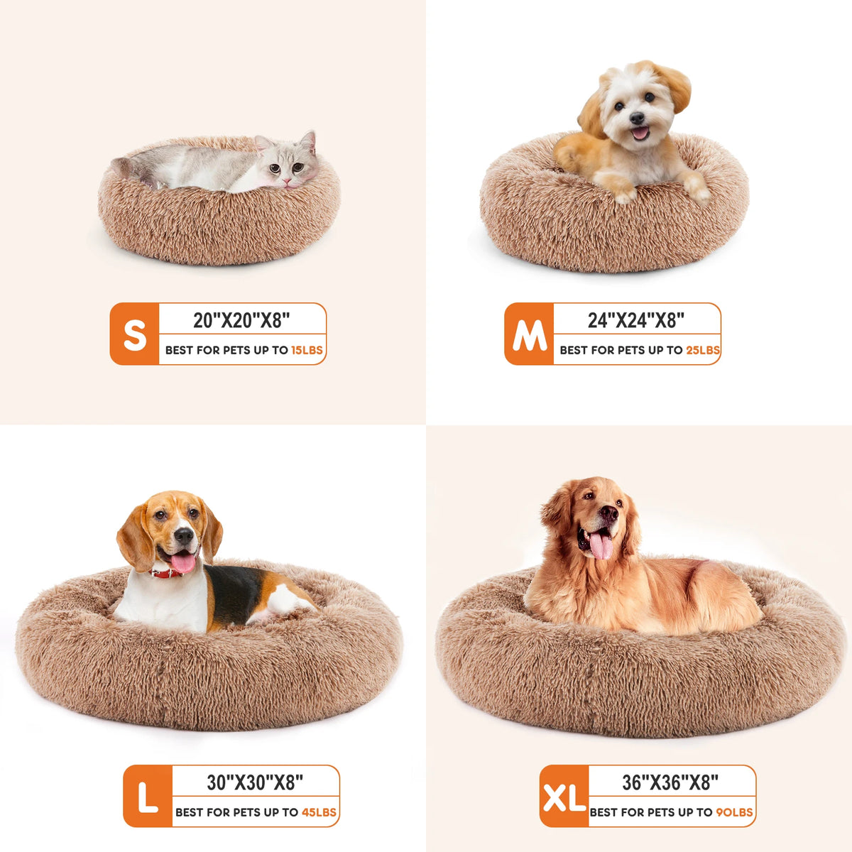 JHK Calming Plush Dog Bed With Washable Anti Slip Comfort