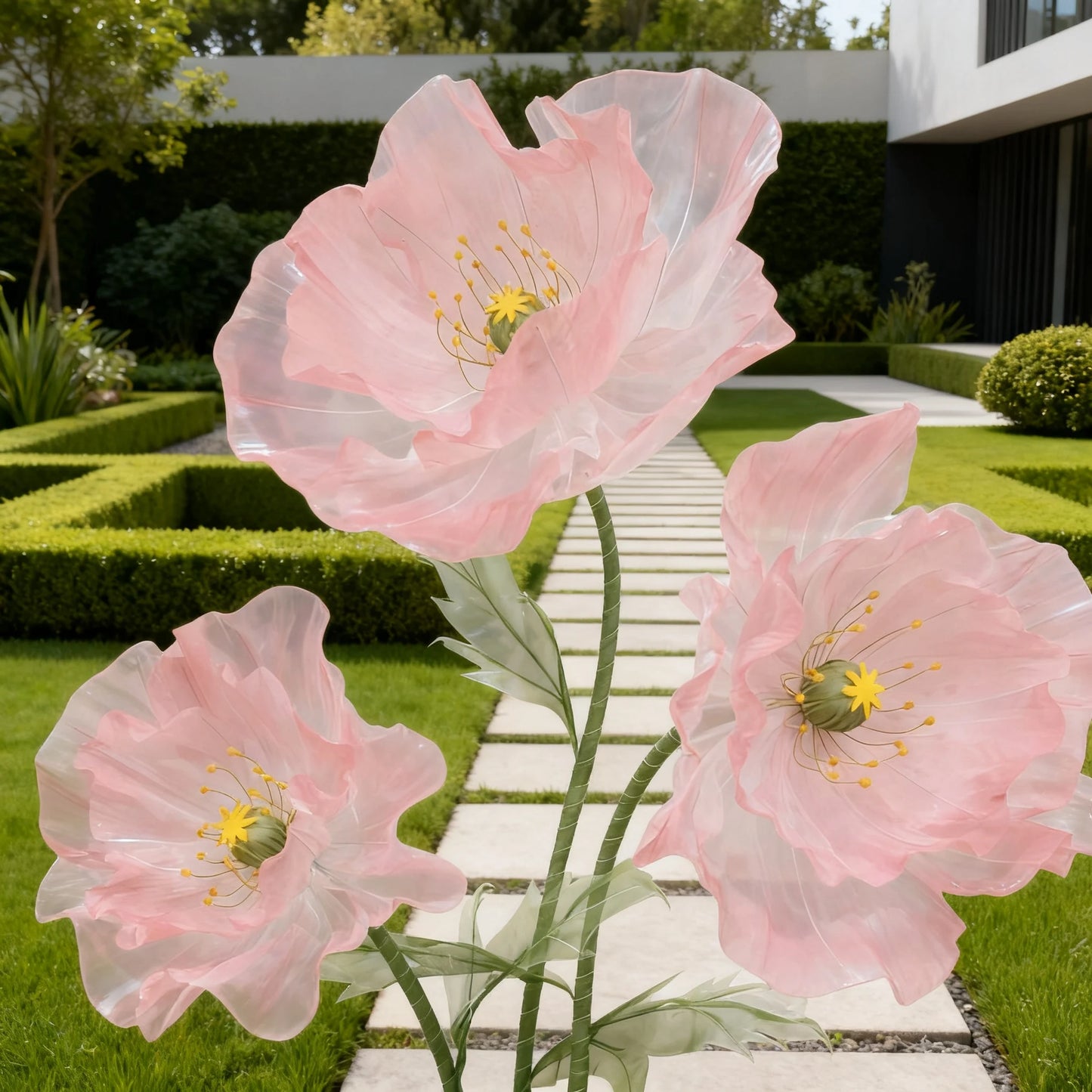 Waterproof Giant Silk Decorative Poppy Big Artificial Flowers Wedding Road Lead Flower Backdrop Decoration With Stand Home Decor