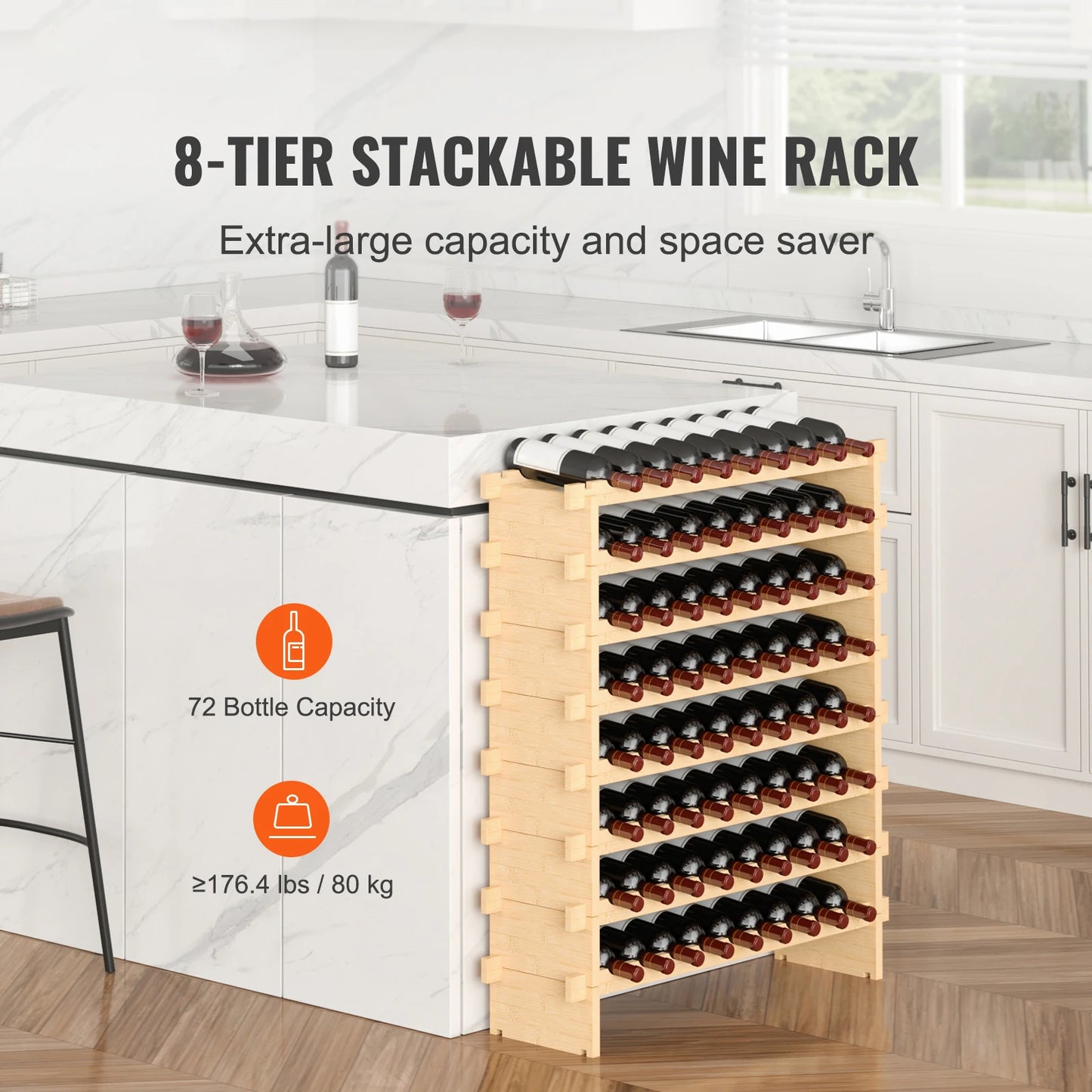 SucceBuy Bamboo Wine Rack Stackable Display