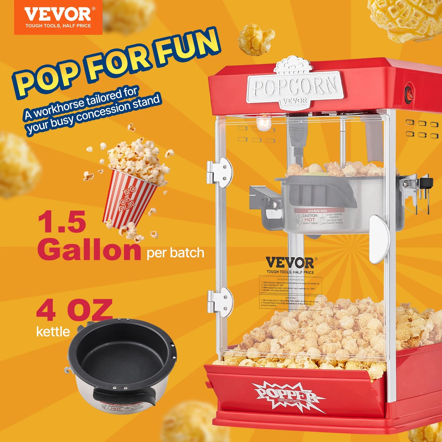 SucceBuy Commercial Popcorn Maker Countertop Machine Movie Theater Style