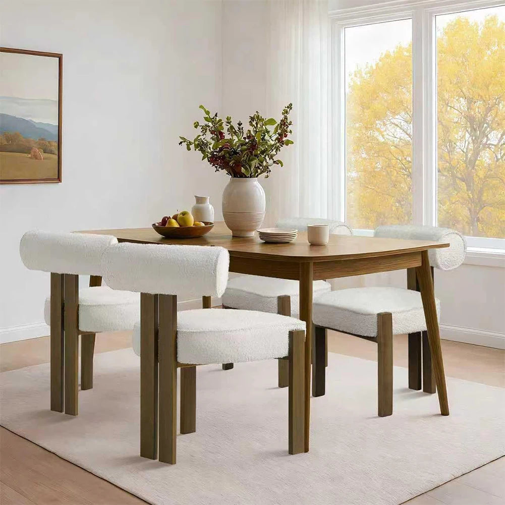 HiMISS Dining Chairs Set Of 2 Modern Boucle Ergonomic Back