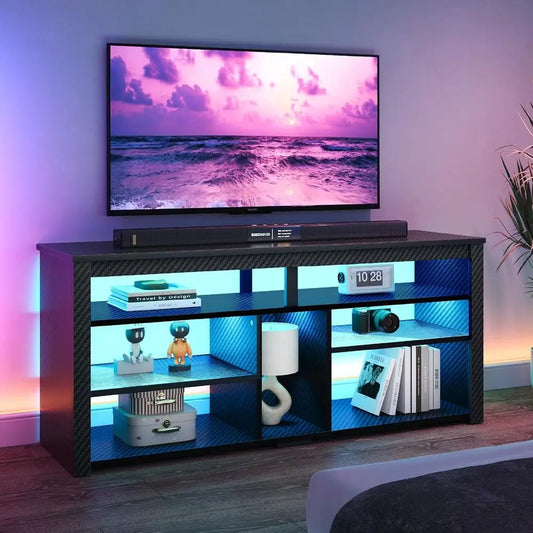 Modern LED TV Stand With Storage And Entertainment Center