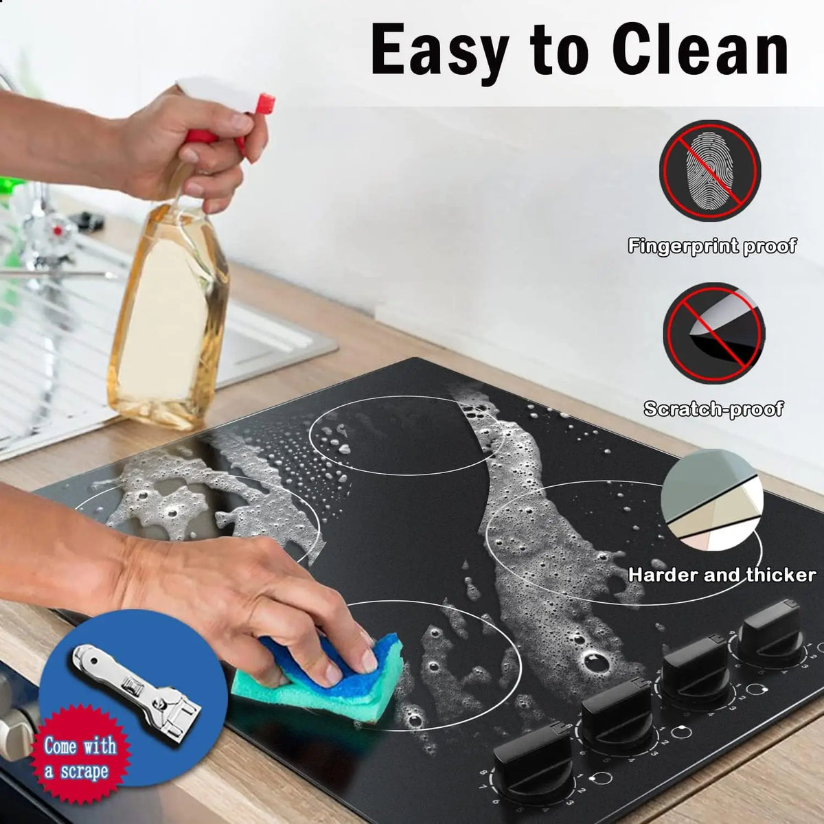 Karinear Four Burner Built In Electric Cooktop With Knob Controls