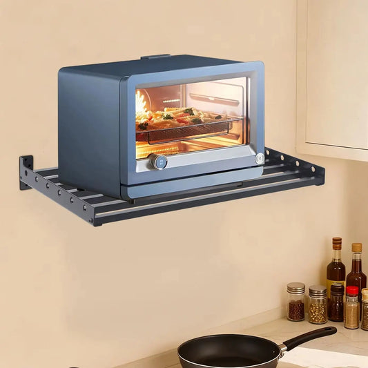Bymaocar Wall Mounted Kitchen Microwave Oven Steel Shelf Rack