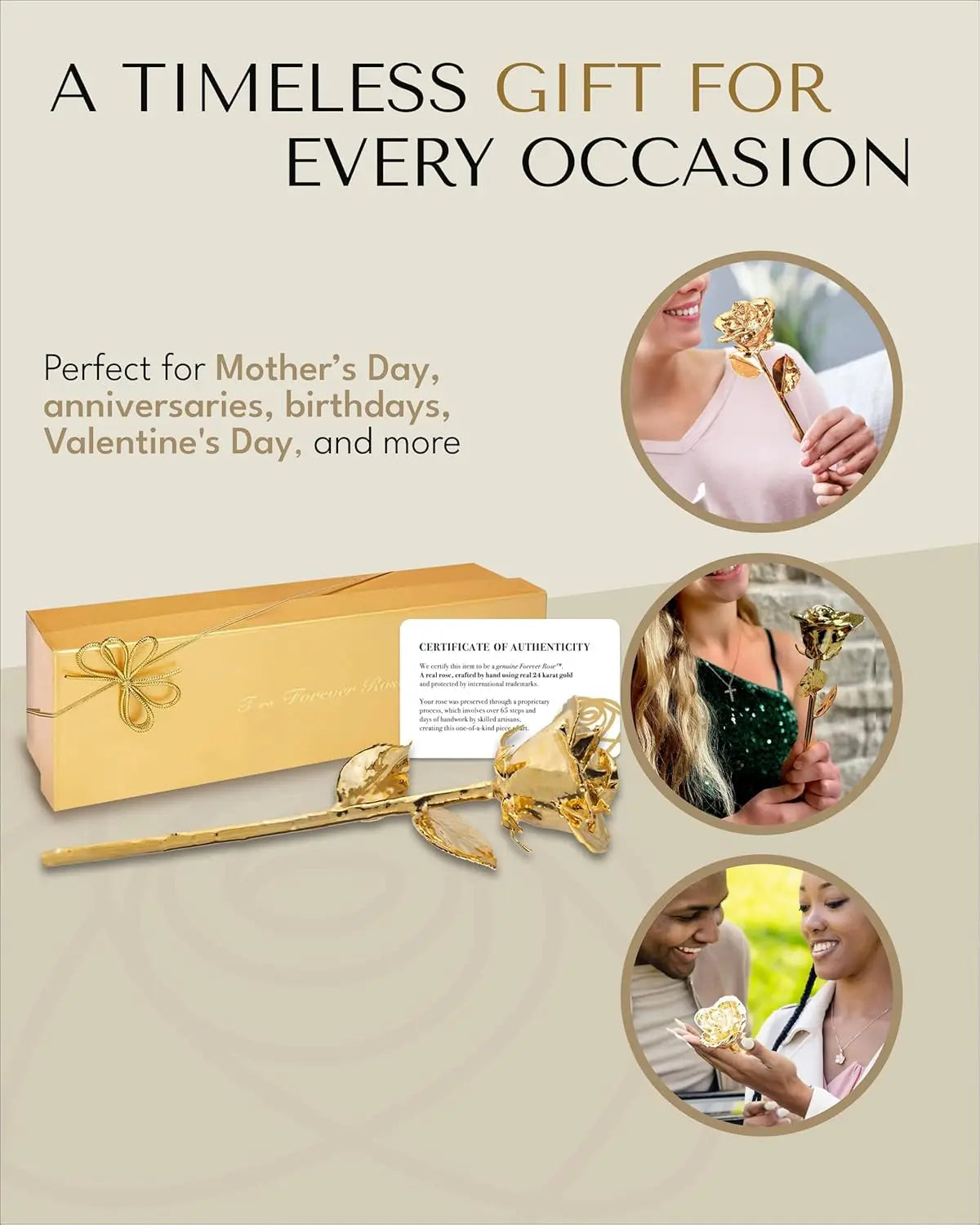 24K Gold Dipped Real Preserved Rose in Luxury Gift Box - Romantic Keepsake for Anniversary, Valentine's Day, Birthday