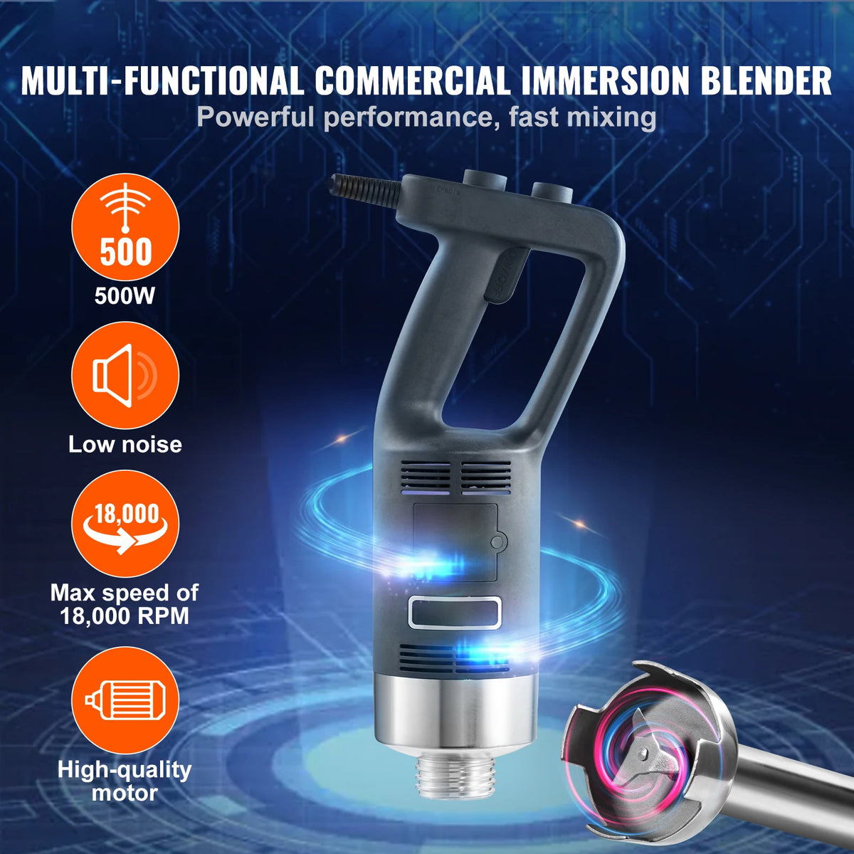 SucceBuy Commercial 500W Immersion Blender with Variable Speed