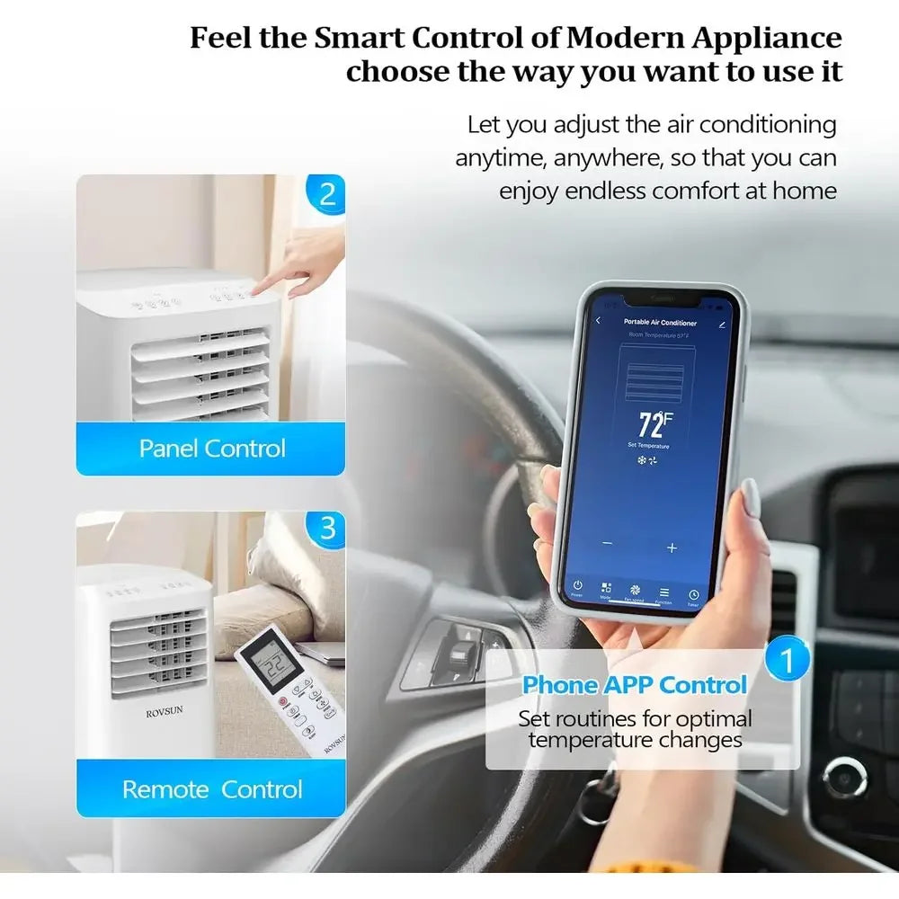 WiFi Enabled Smart 10000 BTU Portable Air Conditioner with Remote & APP Control, 3-in-1 Cooler, Dehumidifier & Fan, Powerful Roo
