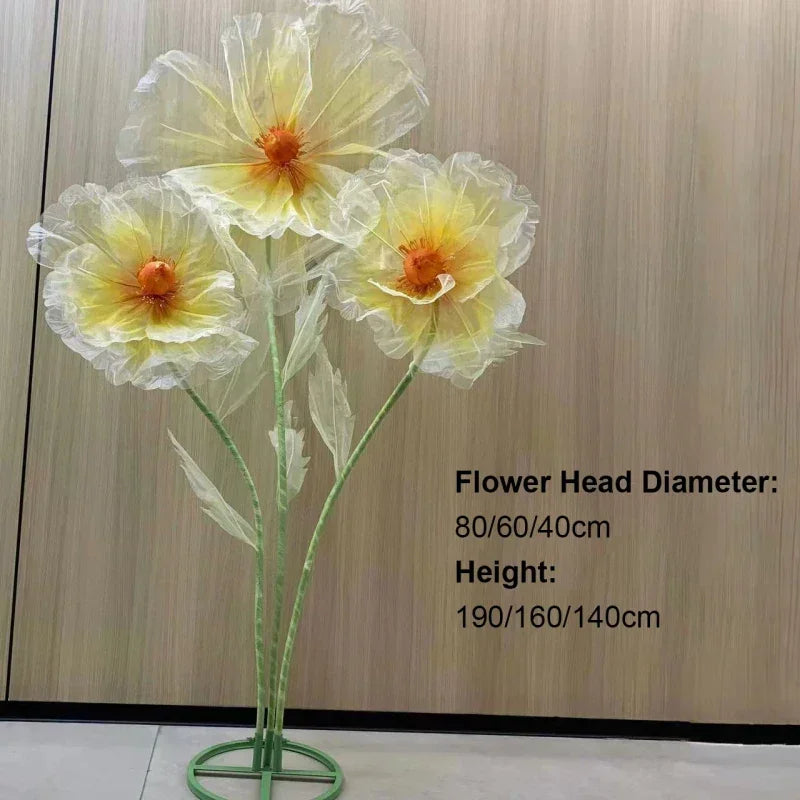 190cm Large Artificial Poppy Flowers Wedding Decor Props Road Lead Flowers Garden Wedding Decoration Window Display Home Decor