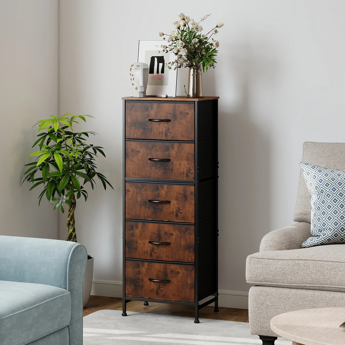 Jhk Modern Fabric Drawer Cabinet For Living Room Storage