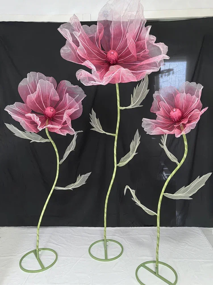 190cm Large Artificial Poppy Flowers Wedding Decor Props Road Lead Flowers Garden Wedding Decoration Window Display Home Decor