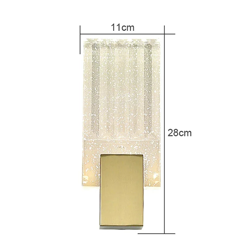Luxury Modern Light Water Ripple Glass Rectangle Wall Lamp Living Room Bedroom Study Led Indoor Lighting For Home Decor