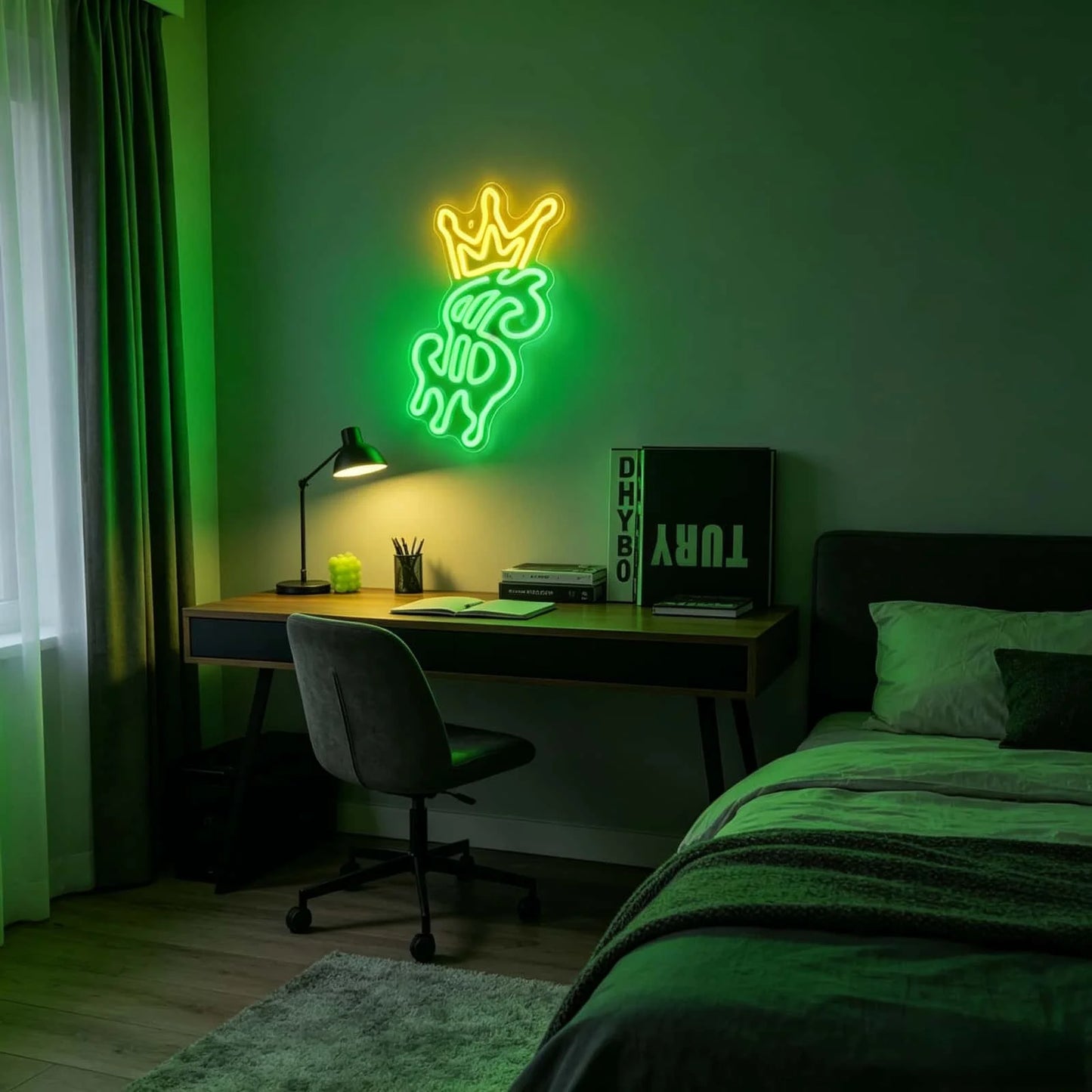 Thiixdai Crown Dripping Dollar LED Neon Wall Sign Decor
