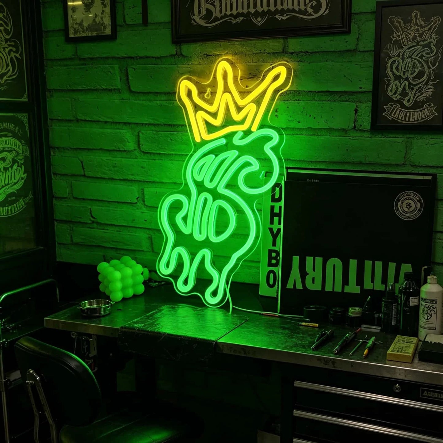Thiixdai Crown Dripping Dollar LED Neon Wall Sign Decor