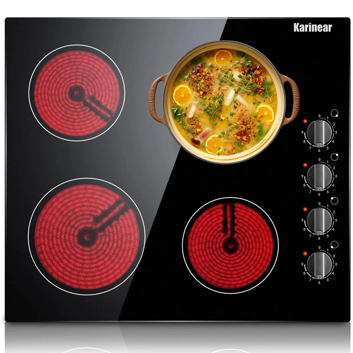 Karinear Four Burner Built In Electric Cooktop With Knob Controls