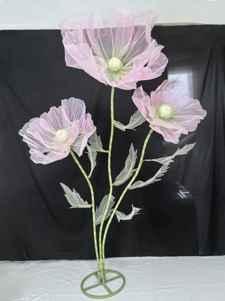 190cm Large Artificial Poppy Flowers Wedding Decor Props Road Lead Flowers Garden Wedding Decoration Window Display Home Decor