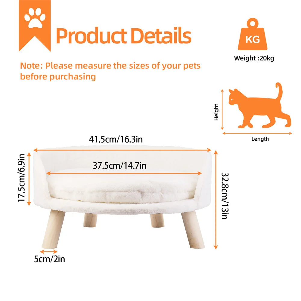 BORWART Ultra Soft Elevated Dog Cat Sofa Bed With Removable Cushion