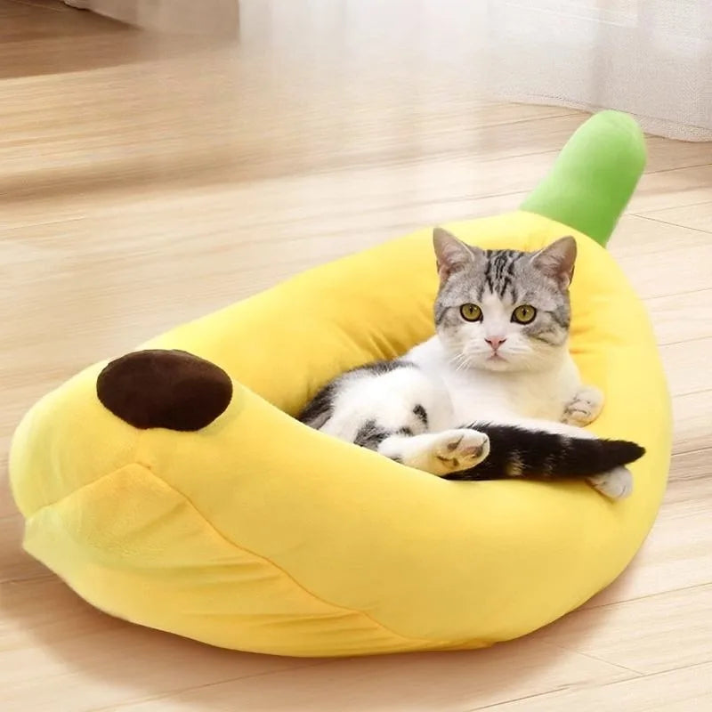 Thickened Banana Dog Nest Winter Warm Sleeping Kitten's Nest Detachable Cleaning Cat Bed Breathable and Comfortable Cat Beds