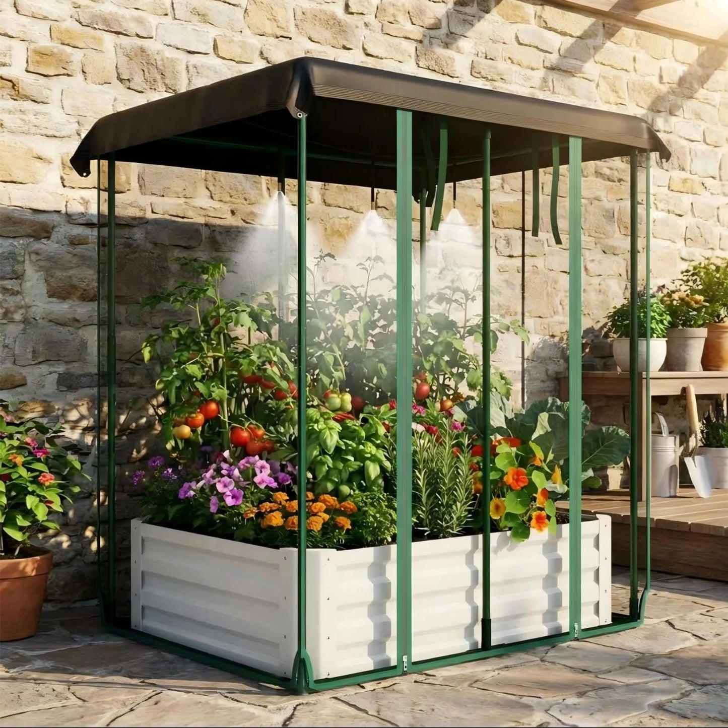 HiMISS 3In1 Raised Garden Bed Galvanized Metal Planter Box