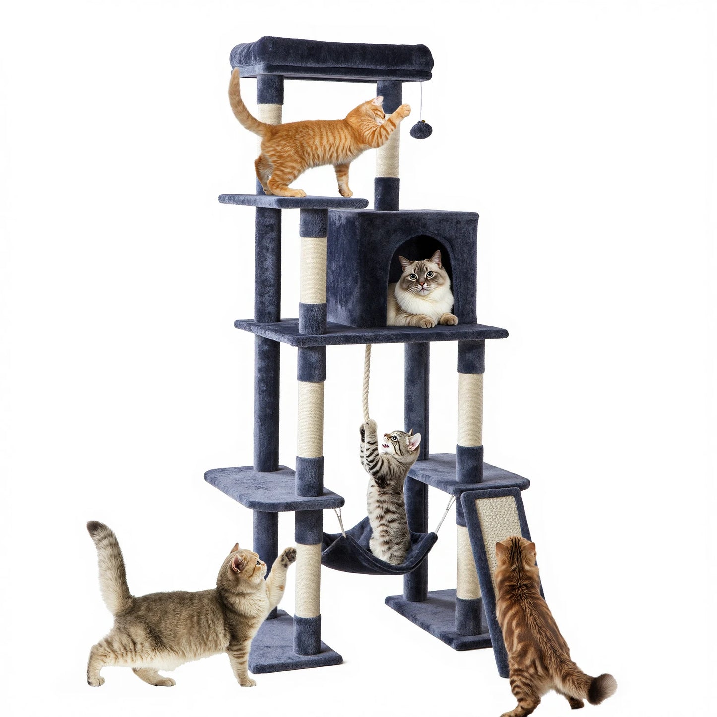 JHK Cat Tree Tower With Natural Sisal Scratching Posts