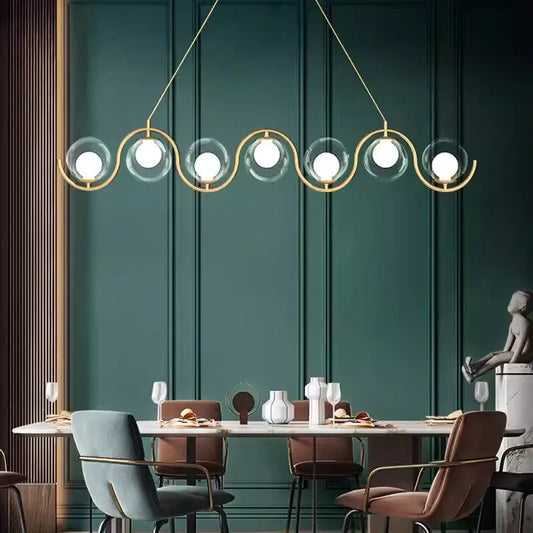 Nordic Bubble Waves Restaurant LED Pendant Light New Stylish for Dinning Living Room Chandeliers Home Decor Lamp Cream Bar Lamps