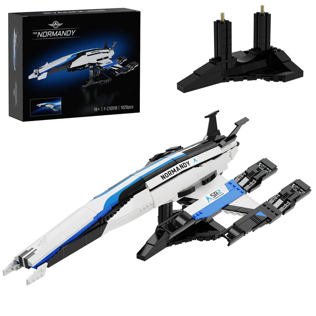 Normandy SR2 Spaceship Building Blocks Set Home Decor Desktop Ornament Display Christmas Birthday Gift Room Shelf Art Fans Adult