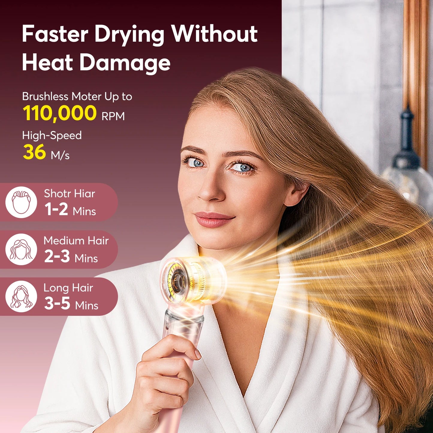 BOPCAL 5 In 1 Hair Styler With Travel Bag Air Wrap 1200W Dryer