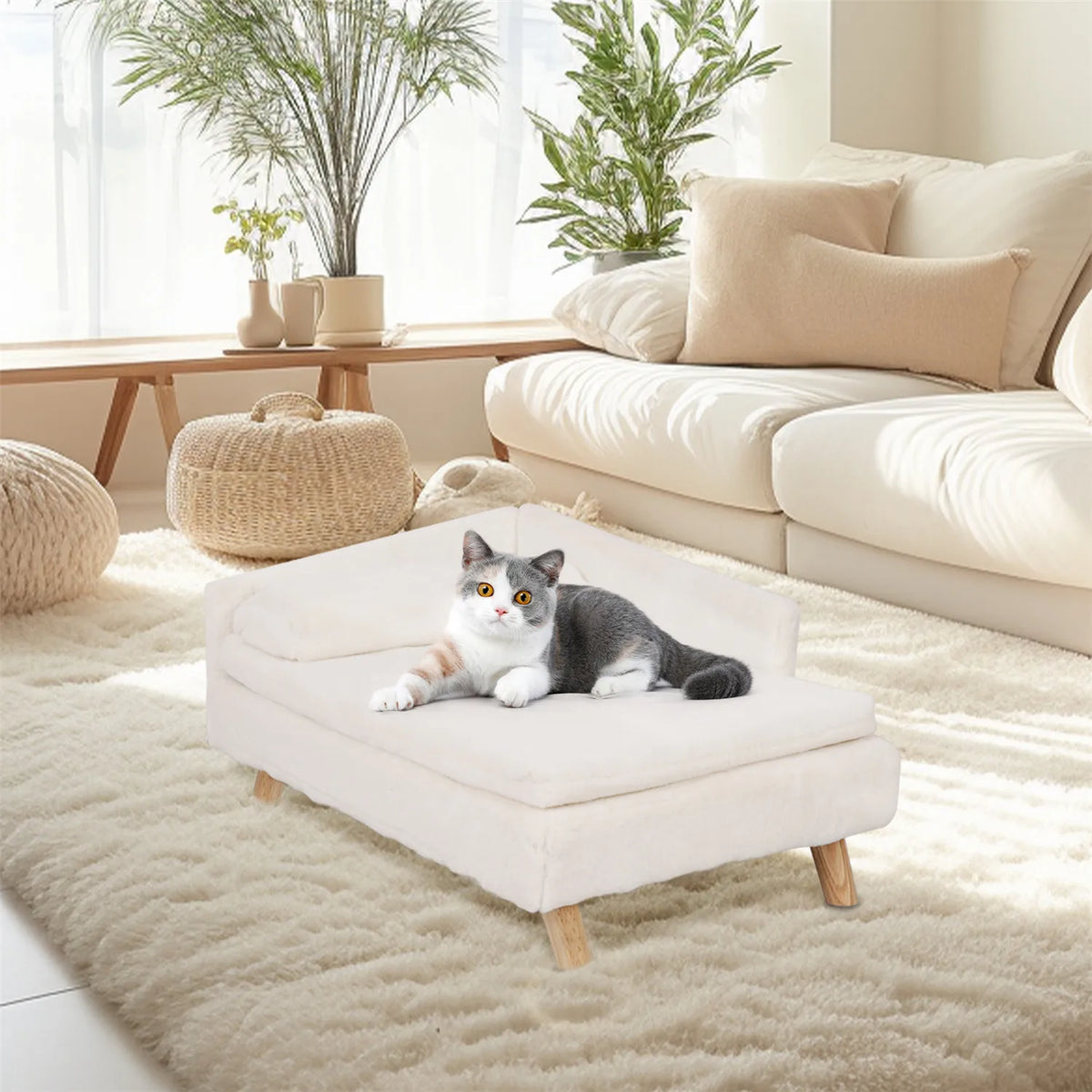 BINGOPAW Waterproof Elevated Pet Sofa Bed With Plush Cushion