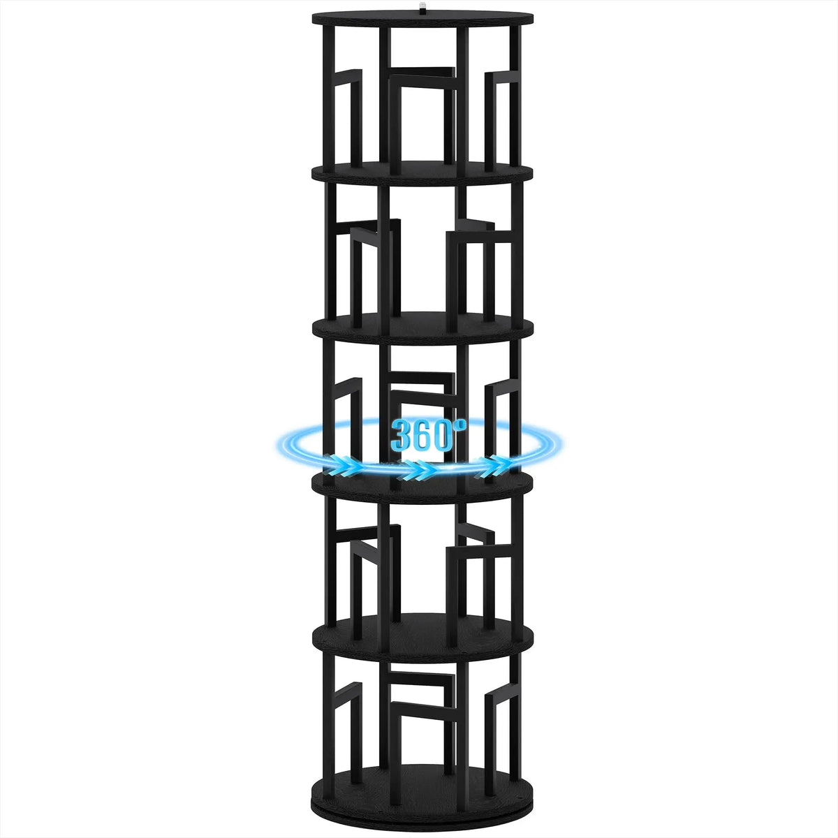 HiMISS 5 Tier Rotating Bookshelf Modern Corner Storage Tower