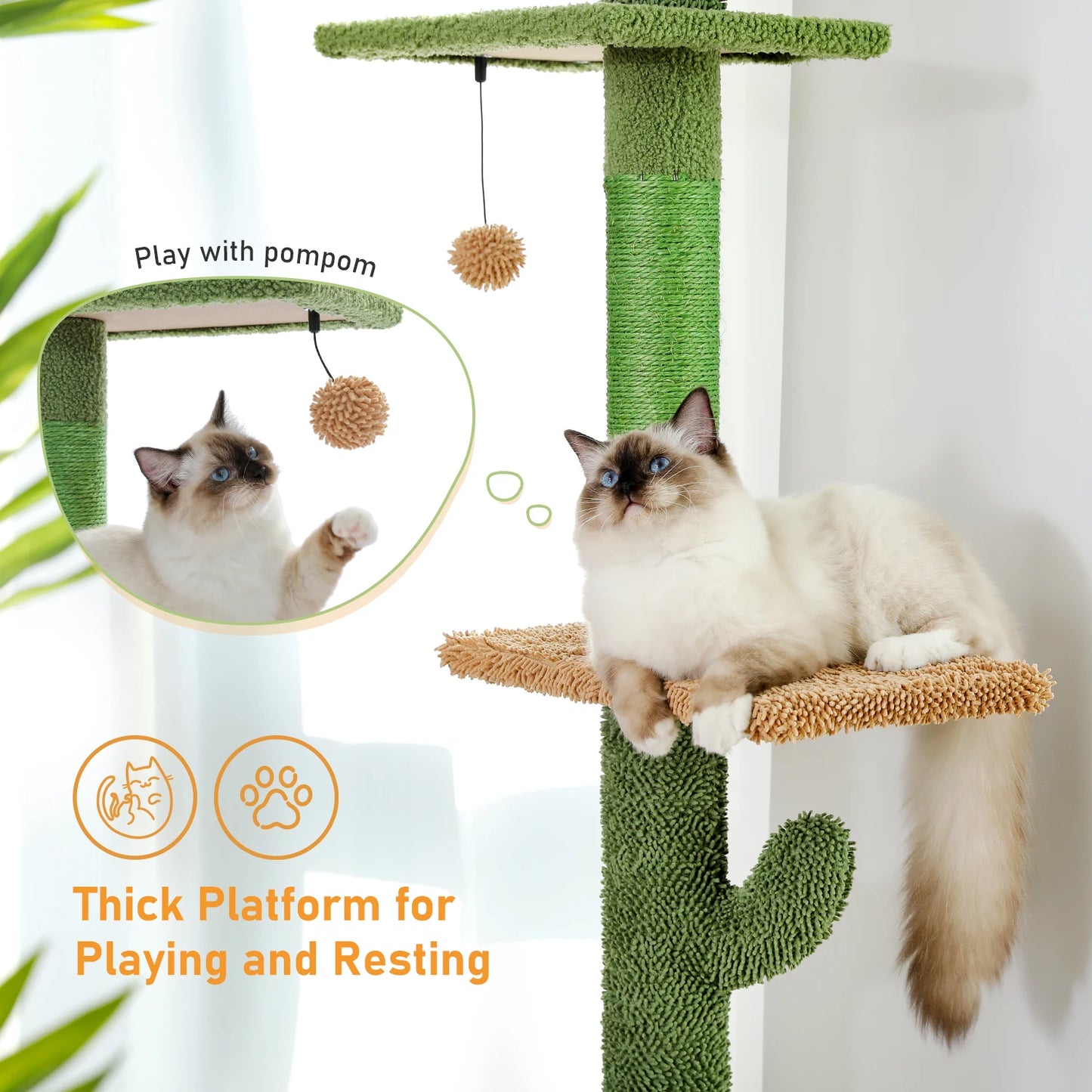PAWZ Road 5-Tier Cat Tree Floor To Ceiling With Scratching