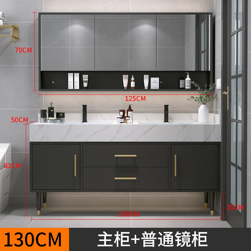 X.H.S.H Smart LED Mirror Cabinet With Integrated Marble Vanity Top